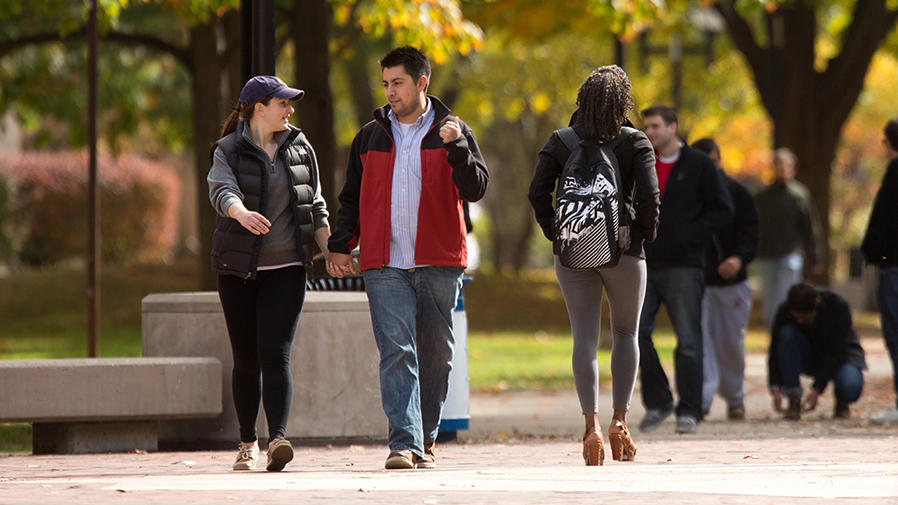 Students walking on campus